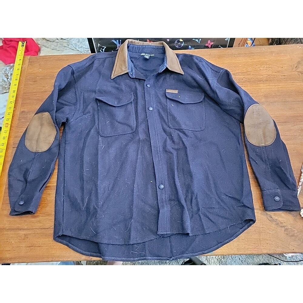 Vintage First Down Wool Blend Work Jacket Xxl Navy Blue Elbow Pads